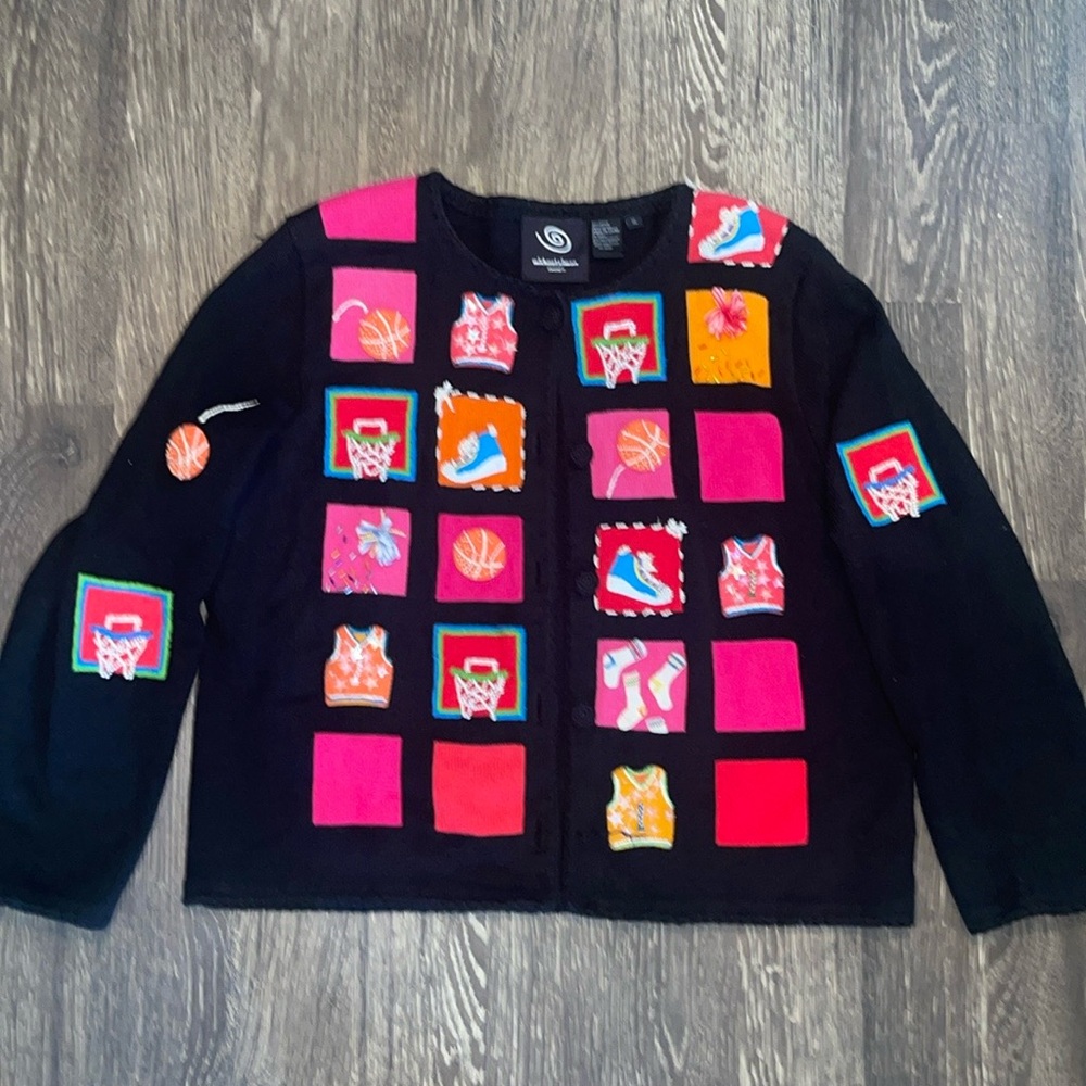 Vtg. Michael Simon 3D Beaded Basketball Sweater..Size: XL